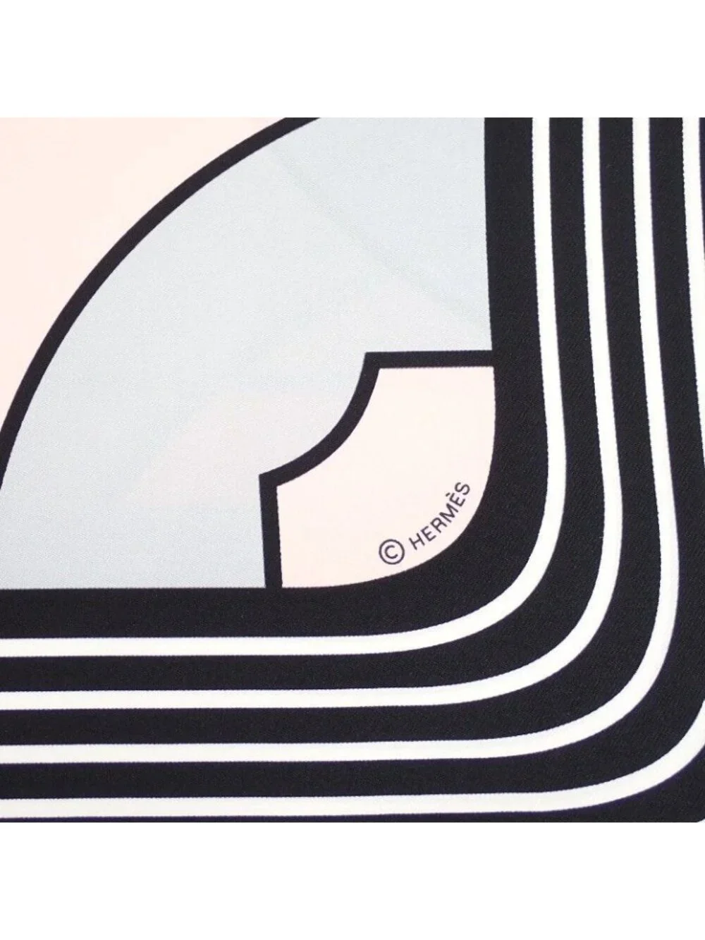 Hermes Carre 90 Anamorphee Scarf Silk Black White Pink Multicolor Sport